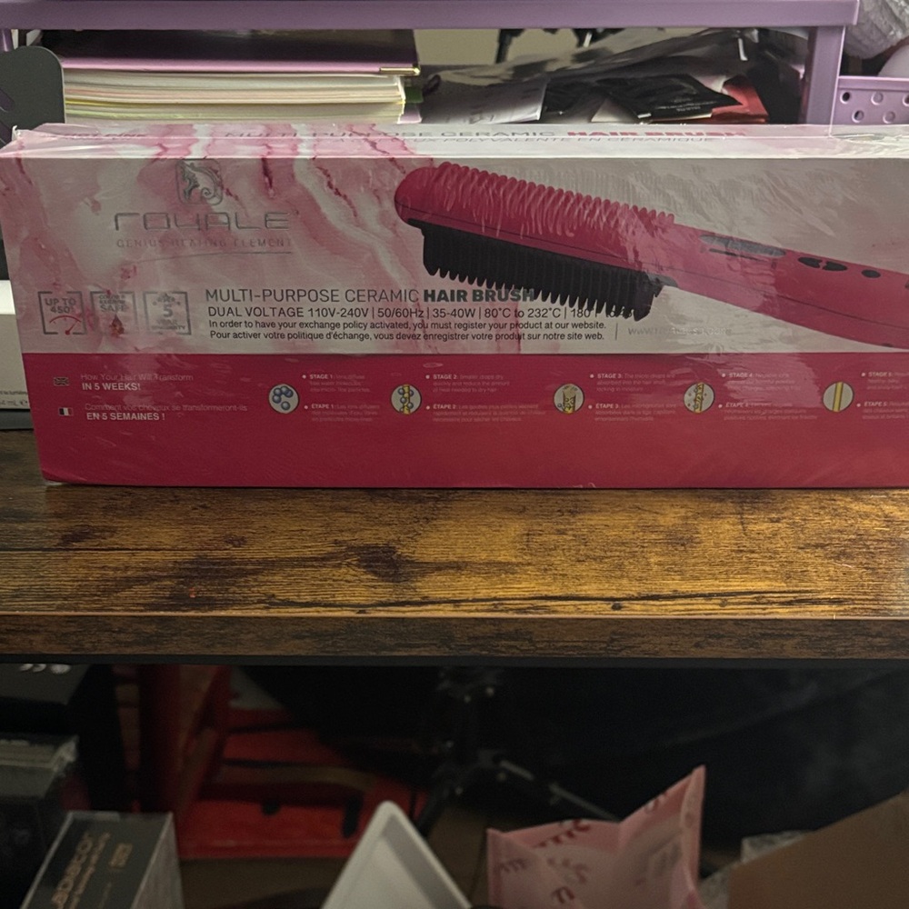 RoyalePink Multi-Purpose Ceramic Hair Brush - Heat Styling Brush